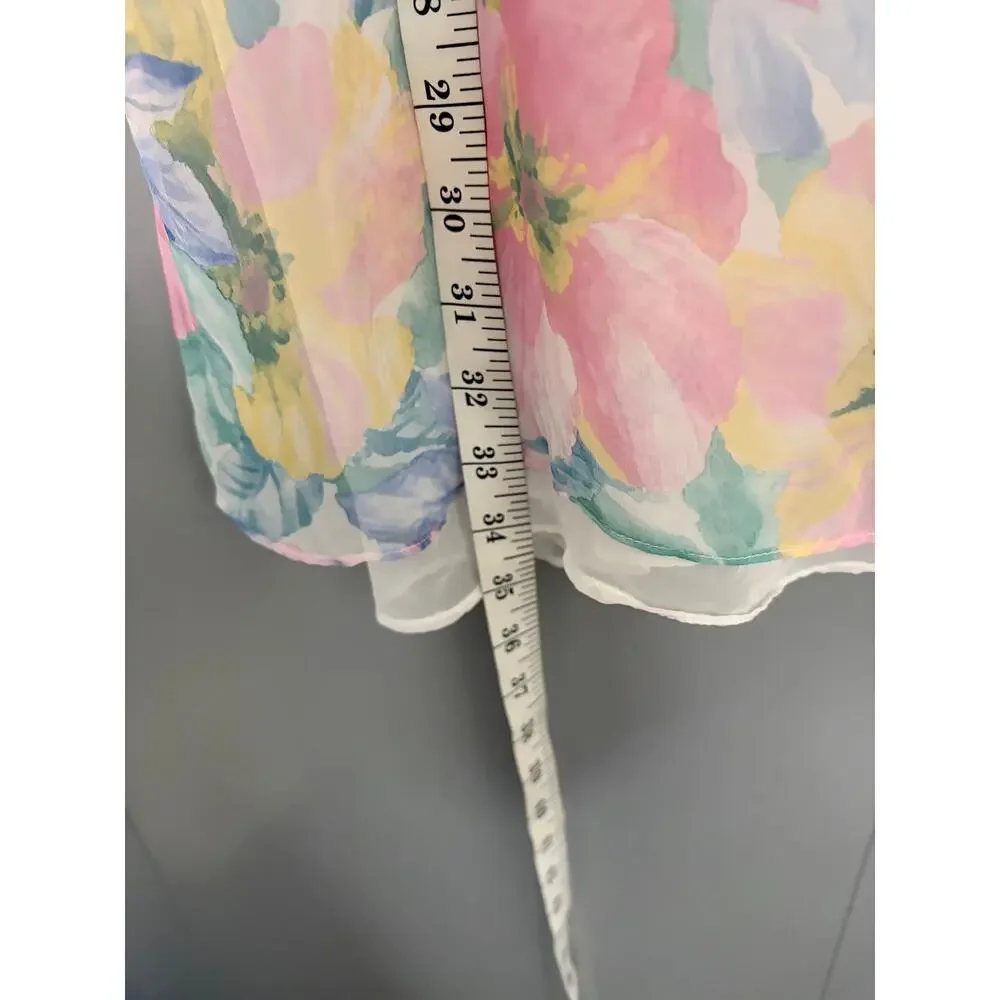 Vintage Hidden Fantasies Floral Pastel Sheer Romantic 90s Lingerie Slip L - Picture 3 of 8